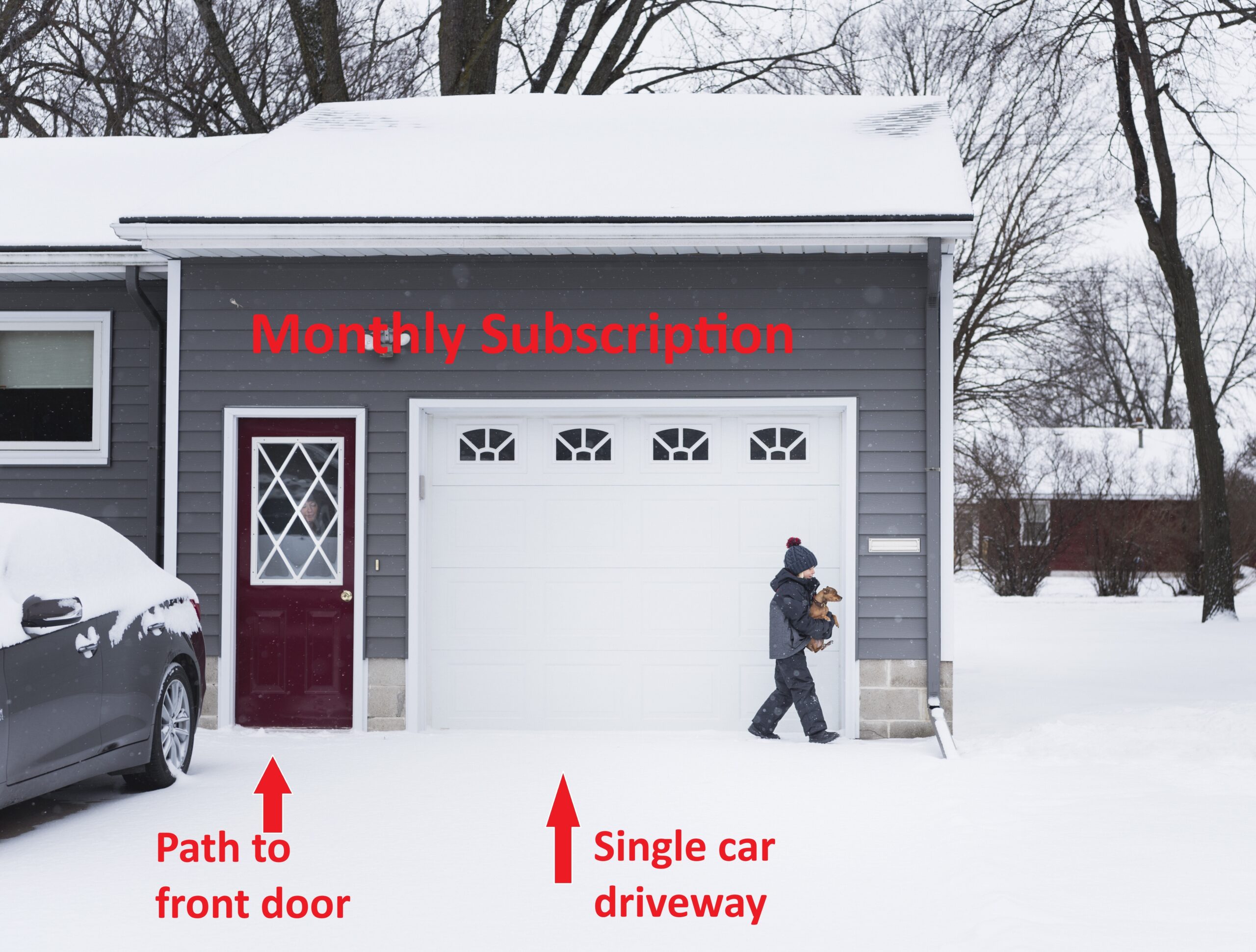 Monthly one car driveway snow removal